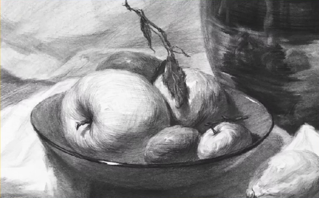 美术生素描静物盘子绘画步骤教学