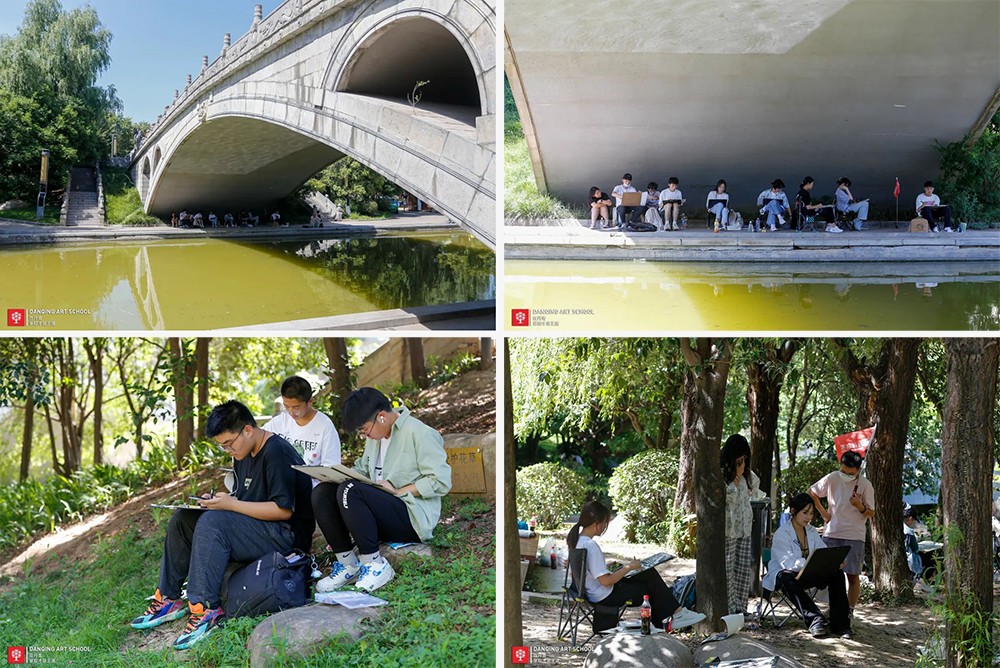 丹青美育暑假班全体学员清凉寺公园写生回顾！