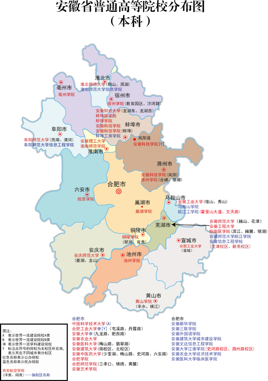 全国各省重点院校分布图 