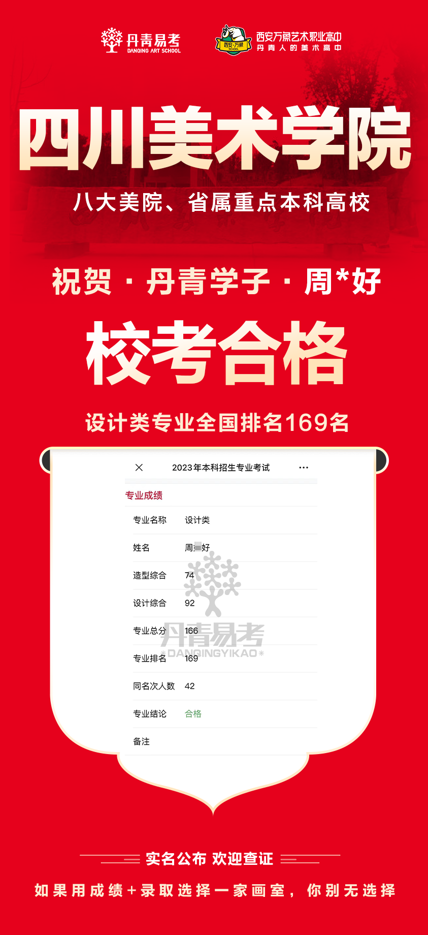 丹青易考2023年四川美术学院校考合格