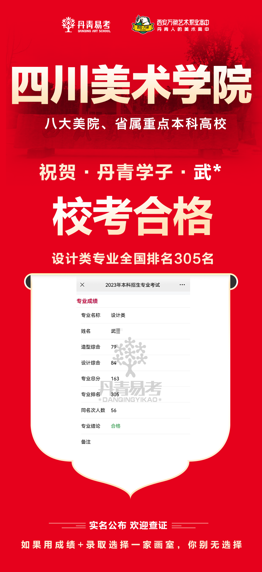丹青易考2023年四川美术学院校考合格