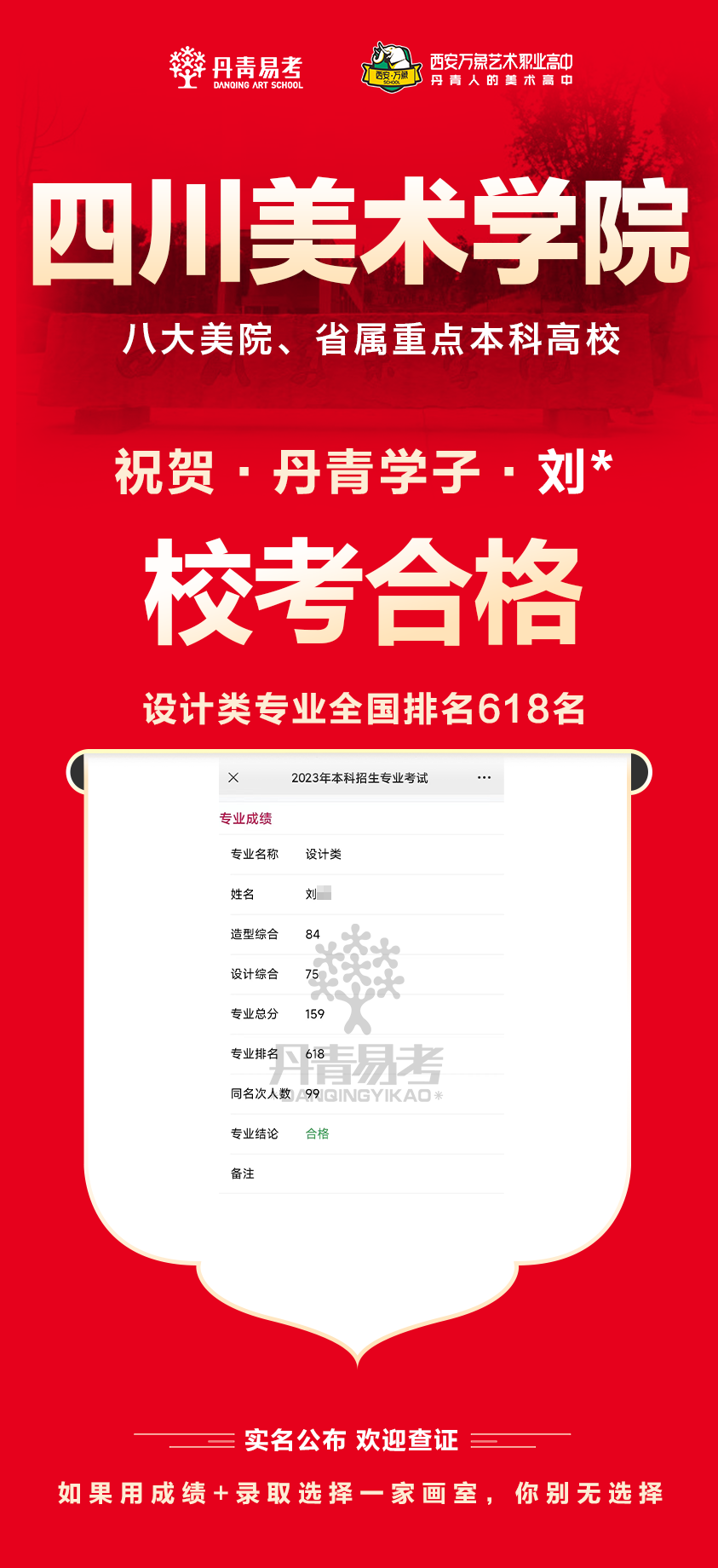 丹青易考2023年四川美术学院校考合格