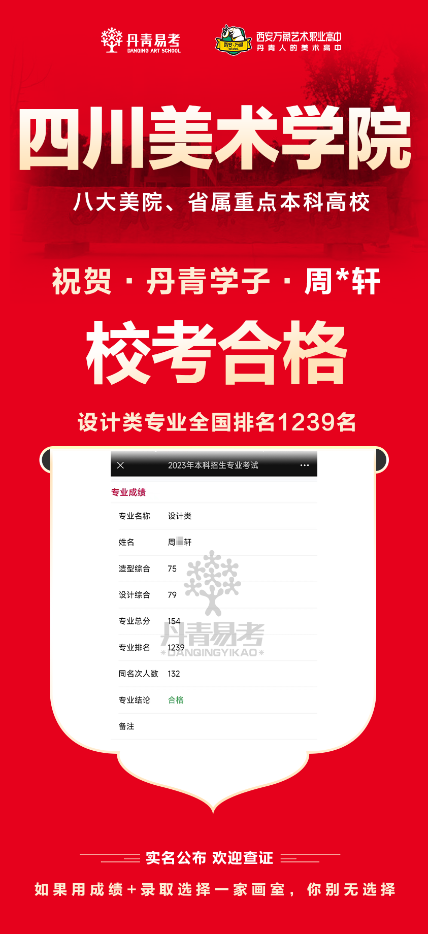 丹青易考2023年四川美术学院校考合格